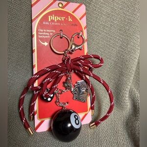Piper K Red and Black 8-Ball Keychain